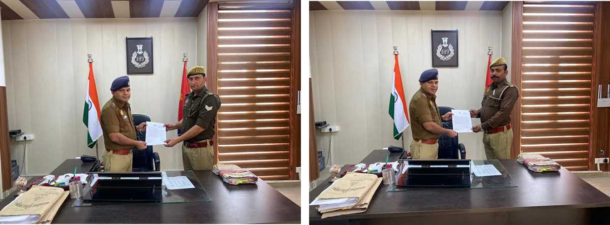 हाईस्कूल की परीक्षा देने वाली छात्राओं को केन्द्र तक पहुंचाने वाले पुलिसकर्मी सम्मानित